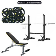 HAJEX Home Gym Strength Stack - Rack, Bench, Barbell & Plates