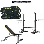 HAJEX Home Gym Strength Stack - Rack, Bench, Barbell & Plates
