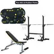HAJEX Home Gym Strength Stack - Rack, Bench, Barbell & Plates
