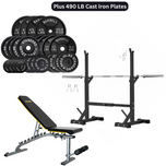 HAJEX Home Gym Strength Stack - Rack, Bench, Barbell & Plates