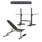 HAJEX Home Gym Strength Stack - Rack, Bench, Barbell & Plates