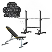 HAJEX Home Gym Strength Stack - Rack, Bench, Barbell & Plates