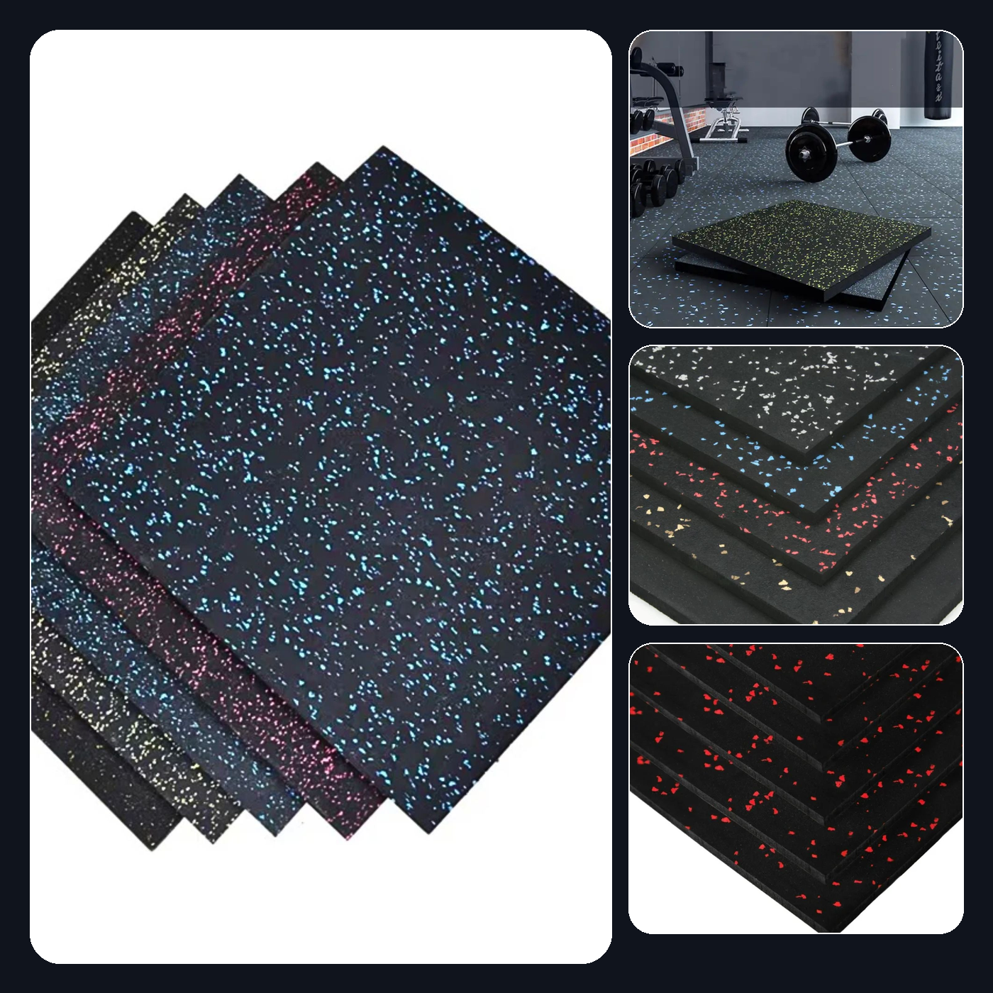 HAJEX Hard Floor Mats for Gym - Pack of 6